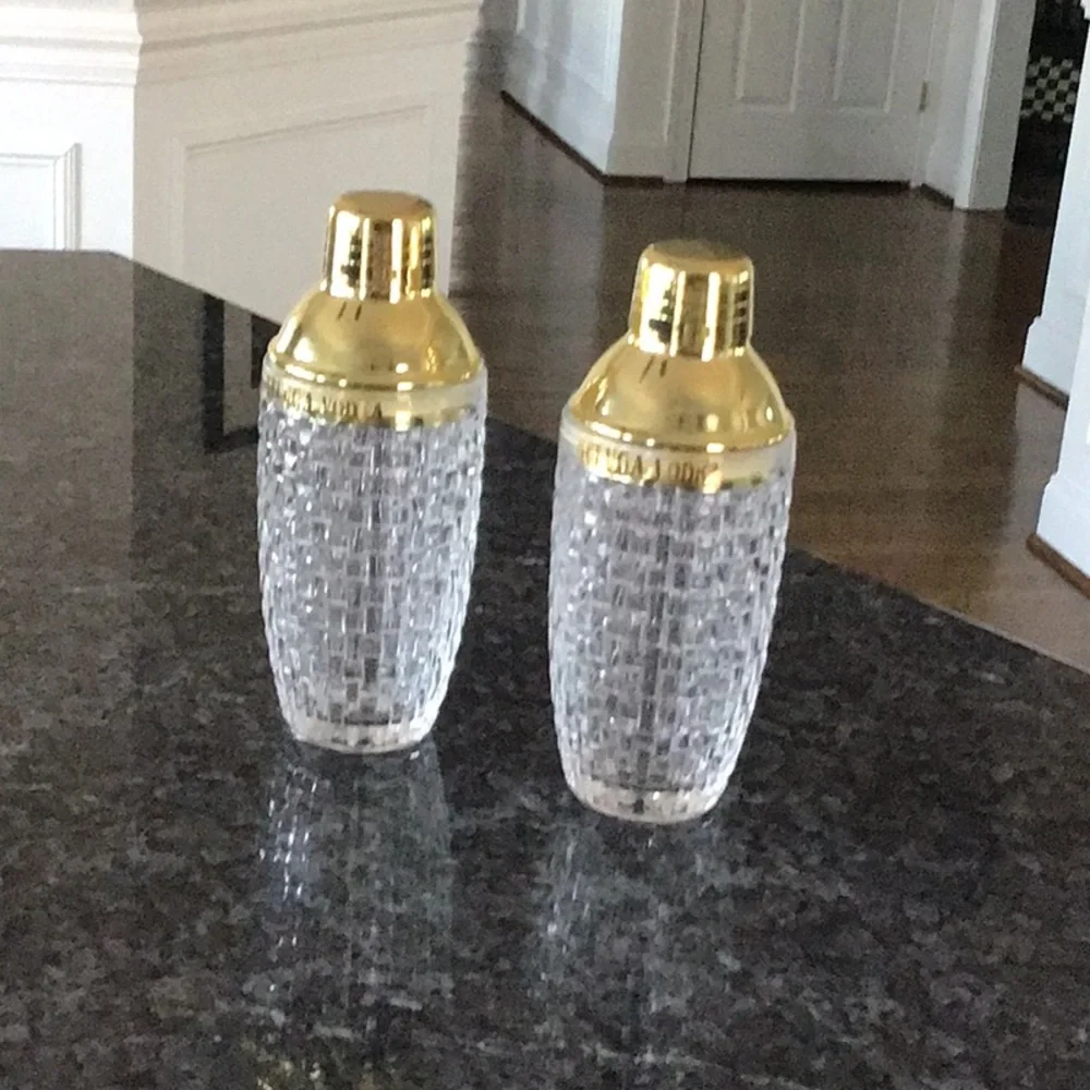 Beluga vodka crystal shakers Bundle of 2 gold crystal shakers - Picture 3 of 4